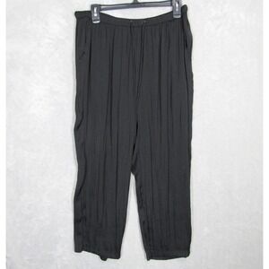 Van Winkle & Co. Womens XL Black Satin Pants Elastic Waist Drawstring Pockets